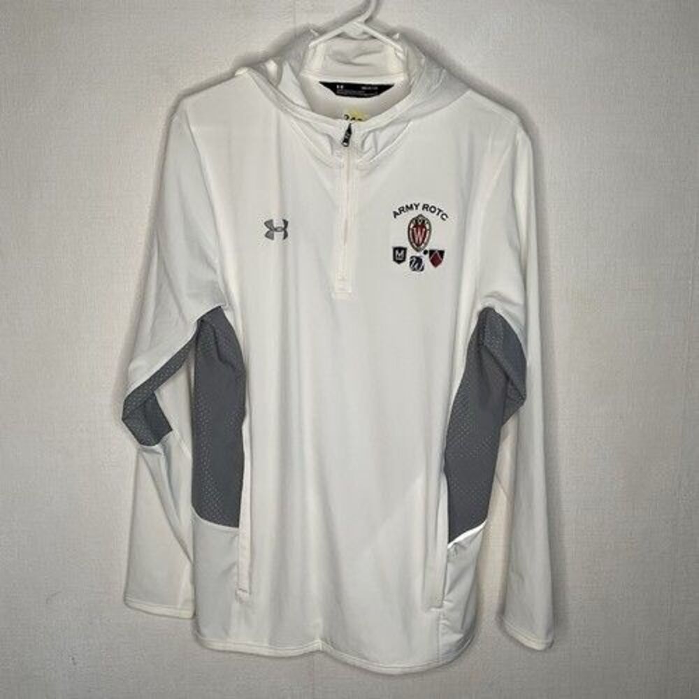 Under Armour Heatgear Hooded‎ Long Sleeve T-Shirt Hoodie Men Size S White Logo